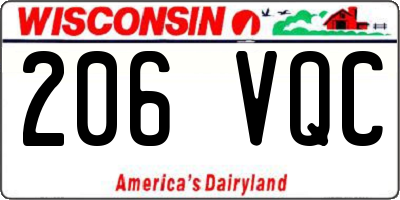 WI license plate 206VQC
