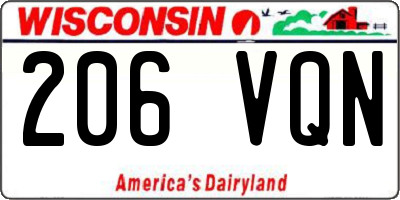 WI license plate 206VQN