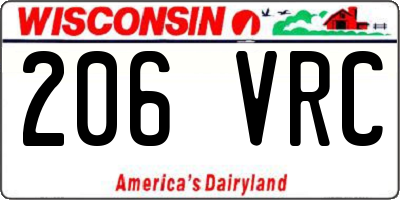 WI license plate 206VRC