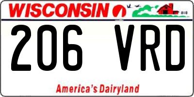 WI license plate 206VRD