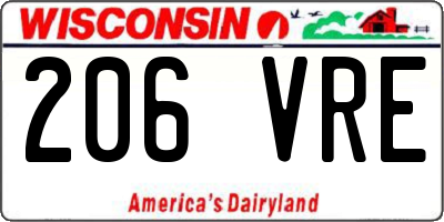 WI license plate 206VRE
