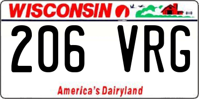 WI license plate 206VRG