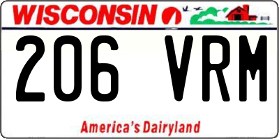 WI license plate 206VRM