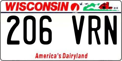 WI license plate 206VRN