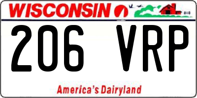 WI license plate 206VRP