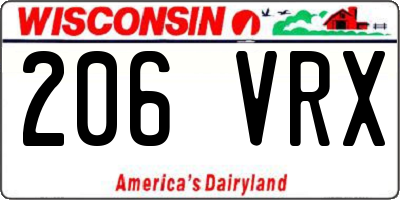 WI license plate 206VRX
