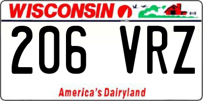 WI license plate 206VRZ