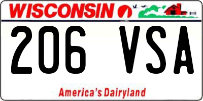 WI license plate 206VSA