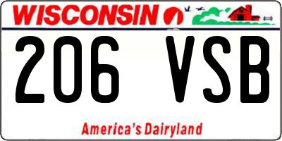 WI license plate 206VSB