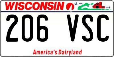 WI license plate 206VSC