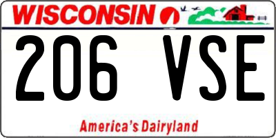 WI license plate 206VSE