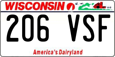 WI license plate 206VSF