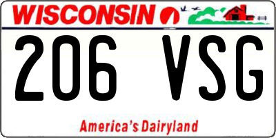WI license plate 206VSG