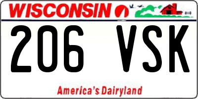 WI license plate 206VSK