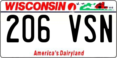 WI license plate 206VSN