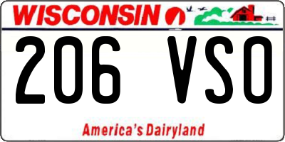 WI license plate 206VSO