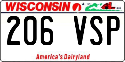 WI license plate 206VSP
