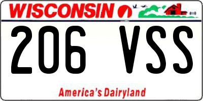WI license plate 206VSS