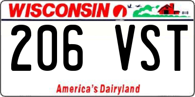 WI license plate 206VST
