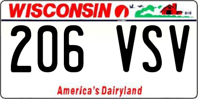 WI license plate 206VSV
