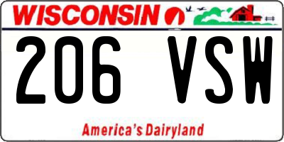 WI license plate 206VSW