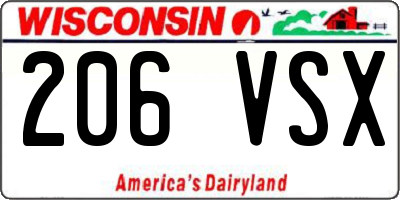 WI license plate 206VSX