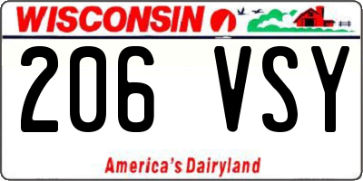 WI license plate 206VSY