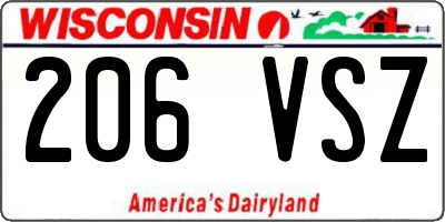 WI license plate 206VSZ