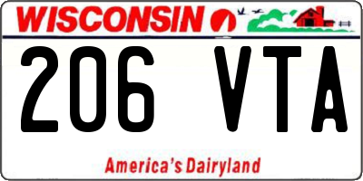 WI license plate 206VTA