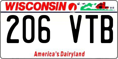 WI license plate 206VTB
