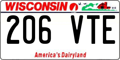 WI license plate 206VTE