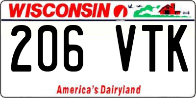 WI license plate 206VTK