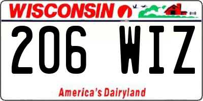 WI license plate 206WIZ