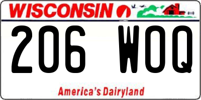 WI license plate 206WOQ