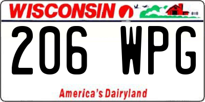 WI license plate 206WPG
