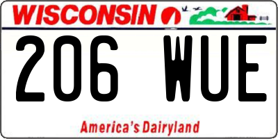 WI license plate 206WUE