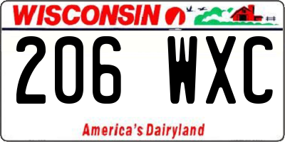WI license plate 206WXC