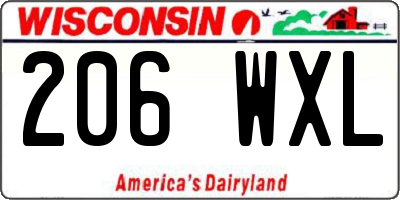 WI license plate 206WXL