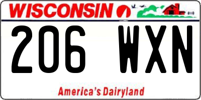WI license plate 206WXN
