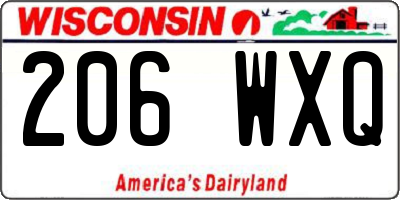 WI license plate 206WXQ