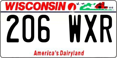 WI license plate 206WXR