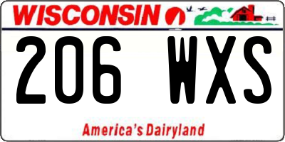 WI license plate 206WXS
