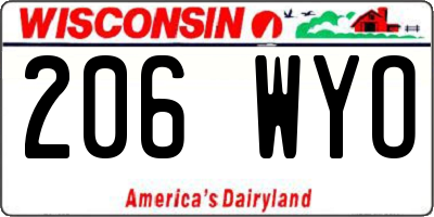WI license plate 206WYO