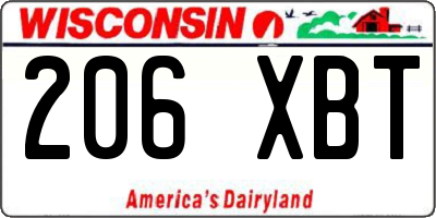 WI license plate 206XBT