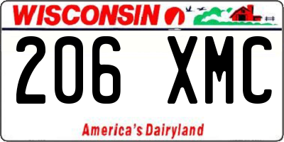 WI license plate 206XMC