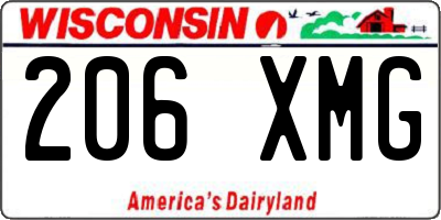 WI license plate 206XMG