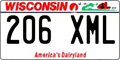 WI license plate 206XML