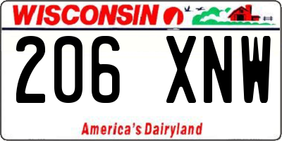 WI license plate 206XNW