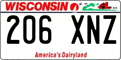 WI license plate 206XNZ