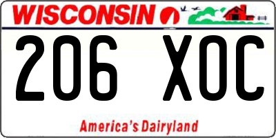 WI license plate 206XOC